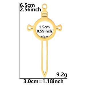 Colgante espada de acero inoxidable dorado, dimensiones 6,5 cm y peso 9,2 g