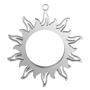 Makroaufnahme des Sonnenstrahl-Anhängers aus Edelstahl mit Glas-Medaillon zum Schrauben