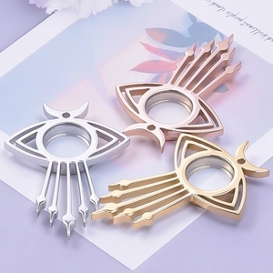 Pendentifs médaillon oeil en acier inoxydable 304 en argent, or et or rose pour bijoux