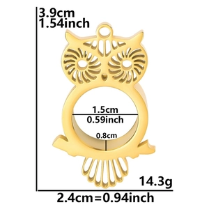 Detailed size specifications for the stainless steel owl locket pendant with measurements