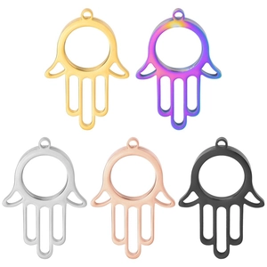 304 Stainless Steel Hamsa Hand Locket Pendant With Glass Openable Screw Locket Photo DIY Memorial Gau Box Jewelry Charms