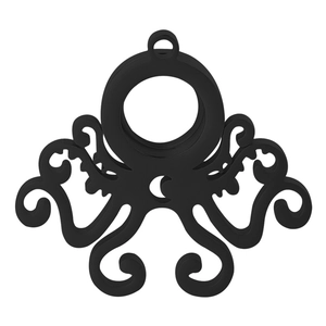 Détail du pendentif pieuvre noir en acier inoxydable avec mécanisme à vis pour bijoux DIY