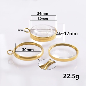 Médaillon doré rond en verre avec ouverture à vis et diamètre intérieur de 30mm
