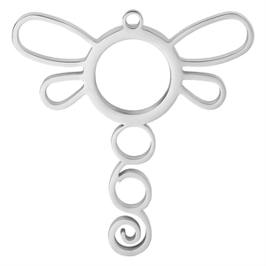 Détail macro du pendentif libellule en acier inoxydable 304 avec fermeture à vis pour médaillon