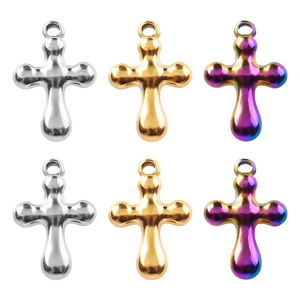 Pendentif Croix en Acier Inoxydable pour Femmes Design de Bulle en Métal Liquide Minimaliste Pendentifs de Collier DIY