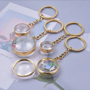Porte-clés avec pendentif en verre et cadre doré pour accessoires de décoration