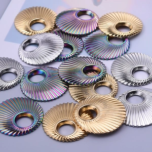 304 stainless steel textured shell pendants for DIY jewelry in gold, silver, and rainbow