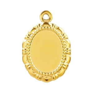 Colgante de gota en acero inoxidable 304 bañado en oro 18k con borde ondulado para joyas