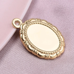 Colgante de gota en acero inoxidable 304 dorado con bordes ondulados para joyería