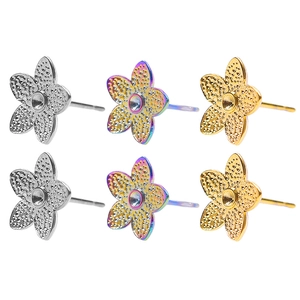 Minimalisti Orecchini a Bottone a Forma di Fiore in Acciaio Inossidabile 304 per Donna Consistenza Metallica Retrò Placcato Oro 18K Sottile Gioielli Floreali Regalo
