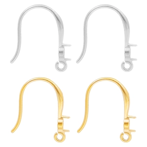 Minimalist 304 stainless steel geometric earrings with four-prong settings in gold and silver