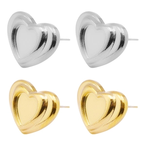 Lot de boucles d'oreilles cœur en acier inoxydable 304 finitions dorées et argentées polies