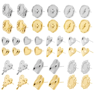 Boucles d'Oreilles Clous en Acier Inoxydable 304 Forme de Cœur Irrégulier Vintage pour Femmes Bijoux Géométriques