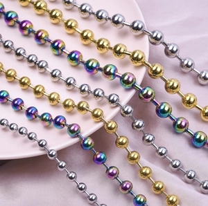 Roestvrij Staal Kogelketting Halsketting Goud Zilver Regenboog Ball Chain Choker Unisex Minimalistisch Trendy Mode Sieraden