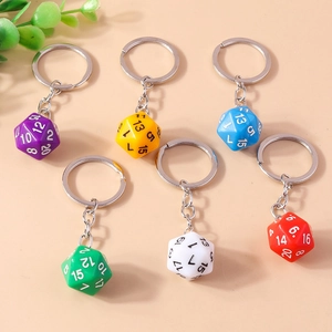 Creative 20 Sided D20 Dice Keychain For Board Game Lovers Plastic Resin Multi Color Geometric Hanging Ornament Keyring Accessories