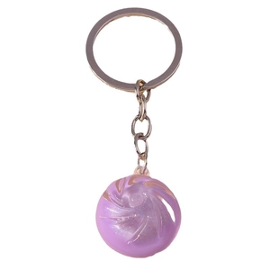 Creative purple crystal ball keychain with glitter texture and silver metal ring for women