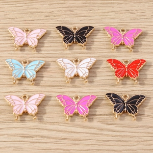 Breloques Papillon en Alliage Émaillé Plaqué Or Goutte d'Huile Pendentifs pour Collier Bracelet Porte-clés Création de Bijoux DIY