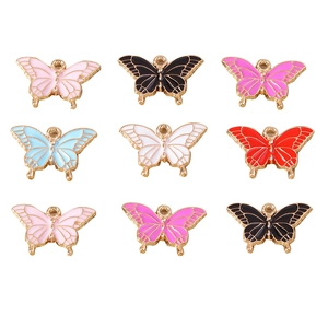Lot de 10 pendentifs papillon colorés en émail et alliage doré pour bijoux faits main DIY