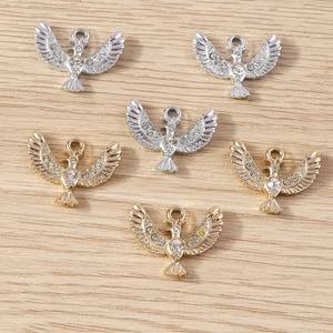 Alloy Animal Eagle Peace Dove Rhinestone Pendants Electroplated Bird Shape Charms For DIY Jewelry Making Necklaces Accessories
