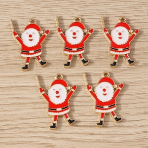 5pcs set of cute Christmas Santa Claus alloy enamel charms for DIY jewelry making