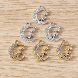 Set mit 10 Luxus Mond und Stern Anhängern mit Kristallen für DIY Schmuckherstellung
