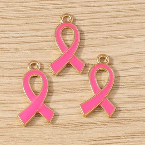 Ciondoli a fiocco rosa in lega dorata per gioielli fai-da-te e braccialetti