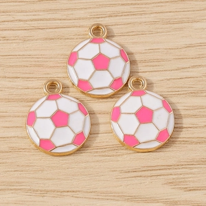 Pink and white soccer ball pendants for DIY jewelry and sports-themed keychains