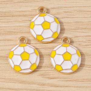 Three gold-plated enamel soccer ball charms for DIY sports themed jewelry making