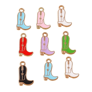 Pendentifs bottes de cowboy colorés en alliage doré pour bijoux et colliers