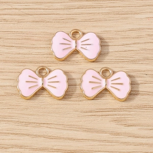 Rosa und goldene Schleifenanhänger aus Legierung für Schmuckherstellung, 3er Set