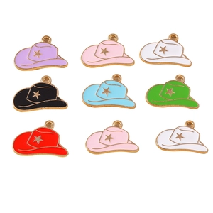 Set of colorful cowboy hat charms with star design for DIY keychains and jewelry