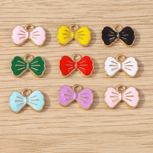 Legierung Emaille Schleife Anhänger Charms Bunte Tropföl Schleife DIY Schmuck Zubehör Für Armband Schlüsselanhänger Damen