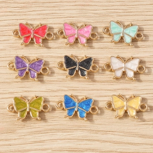 Alloy Enamel Butterfly Charms DIY Jewelry Making Connectors Gold Plated Colorful Butterfly Pendants For Handmade Crafts