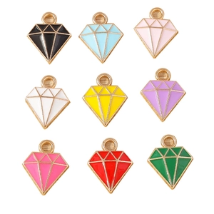9-delige set kleurrijke ruitvormige hangers van legering voor DIY sieraden maken