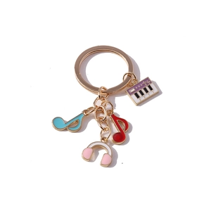 Porte-clés musical de mode avec notes colorées, casque et pendentifs de touches de piano