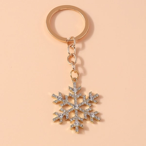 Fashion Zinc Alloy Snowflake Keychain Inlaid With Rhinestones Christmas Hanging Ornament For Bag Backpack Accessories