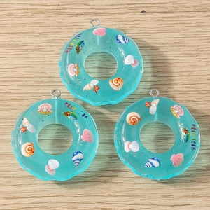 Harz Rettungsring Anhänger mit Meeresmuscheln und Seesternen für DIY Schmuck