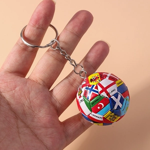 Soccer ball keychain with global flags for sports fans and backpack accessory decor