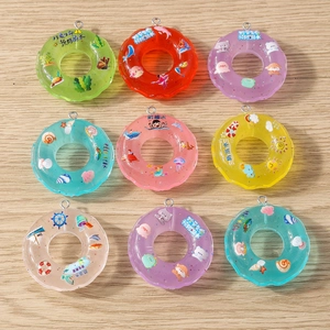 Süße Harz Schwimmring Anhänger Transparente Meeresmotiven Charms Für DIY Ohrringe Armband Halskette Schlüsselanhänger Herstellung Zubehör