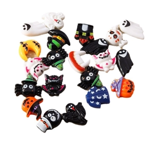 Pack of 10 assorted resin Halloween charms featuring ghosts and pumpkins for DIY crafts