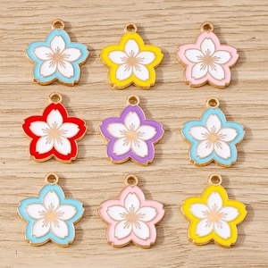 Elegant Enamel Cherry Blossom Alloy Pendants DIY Jewelry Making Accessories For Necklaces Bracelets Earrings Sweet Floral Charms