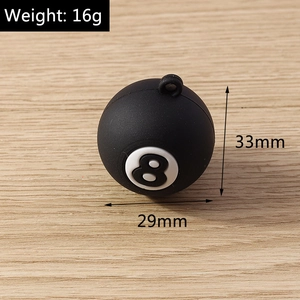 Detailed view of black number 8 billiards ball pendant measuring 33mm for jewelry making