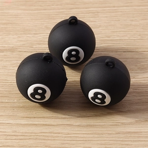 Set of 3 black number 8 pool ball pendants made of soft resin for DIY jewelry projects
