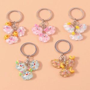 Mignon Porte-Clés Nuage de Dessin Animé Résine Alliage de Zinc Charms Soleil Lune Étoile Porte-Clés pour Clés de Voiture Sac Pendentif