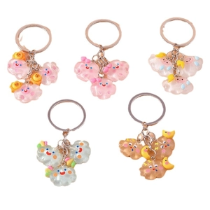 Lot de porte-clés nuages mignons avec étoiles colorées et pendentifs en résine
