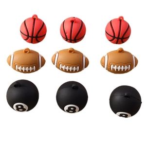 DIY sports ball pendants including basketball, rugby, and black 8 billiard charms