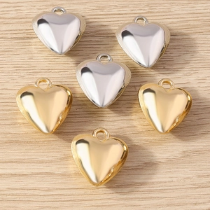 Minimalist Heart Shaped Pendants For DIY Jewelry Making Findings Decorative Heart Charms For Necklaces Gold Silver Resin Pendant