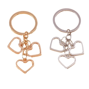 Minimalist gold and silver hollow heart keychains for backpacks with polished metal finish