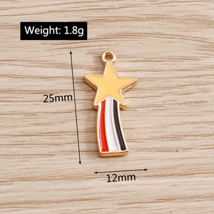 Detail view of colorful enamel star pendant with dimensions 25mm by 12mm for DIY jewelry