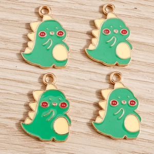 Cartoon Dinosaur Charms Alloy Enamel Pendants Green Animal Drip Oil Jewelry Making Accessories DIY Keychain Ornaments